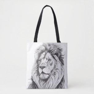 Tote Bag Illustration d'art de la nature sauvage de Lion
