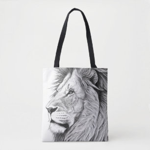 Tote Bag Illustration d'art de la nature sauvage de Lion