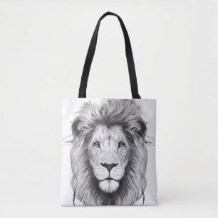 Tote Bag Illustration d'art de la nature sauvage de Lion