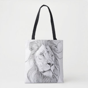 Tote Bag Illustration d'art de la nature sauvage de Lion