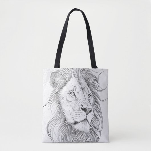 Tote Bag Illustration d'art de la nature sauvage de Lion (Devant)
