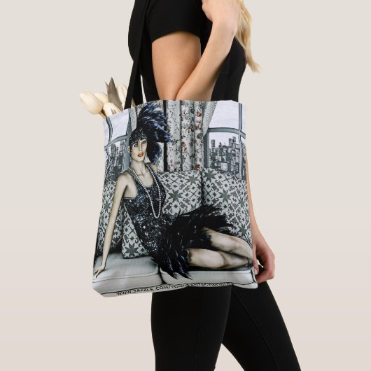 Tote Bag Illustration d'art de mode de flapper des années 2 (De près)
