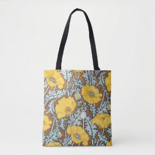 Tote Bag illustration d'art pavot fleur jaune