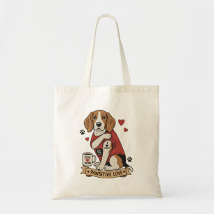 Tote Bag Illustration de Beagle tatoué I Heart Mom
