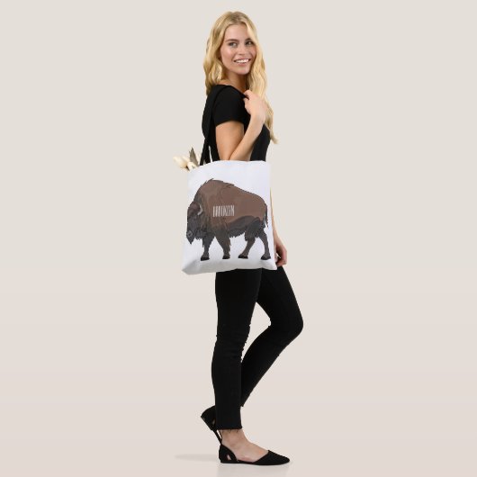 Tote Bag Illustration de bison (Sur le modèle)