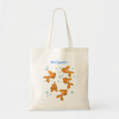 Tote Bag Illustration de caricature de poisson rouge orange (Devant)