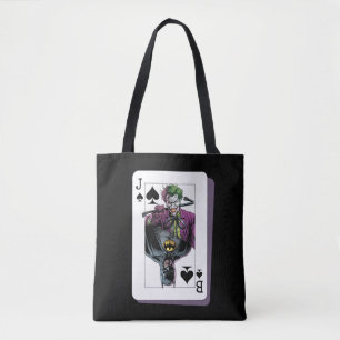 Tote Bag Illustration de carte à jouer Joker et Batman Piqu