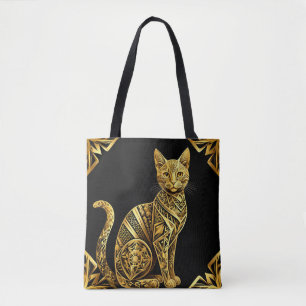 Tote Bag Illustration de chat doré orné