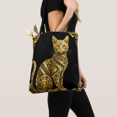 Tote Bag Illustration de chat doré orné (De près)