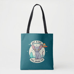 Tote Bag Illustration de chat Sphynx OVNI Sarcastique Art d