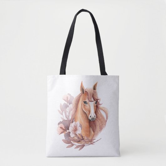Tote Bag Illustration de cheval floral (Devant)