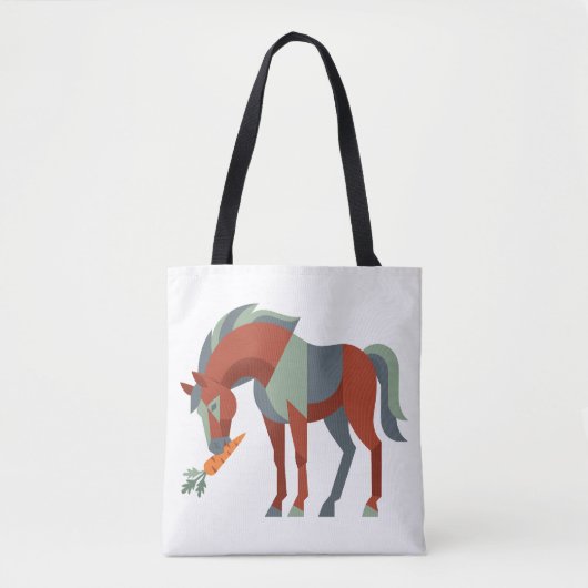 Tote Bag Illustration de cheval géométrique mangeant une ca (Devant)