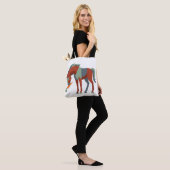 Tote Bag Illustration de cheval géométrique mangeant une ca (Sur le modèle)