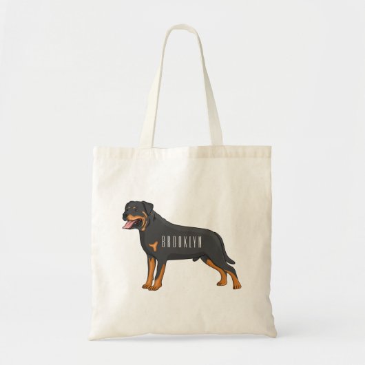 Tote Bag Illustration de chien Rottweiler (Devant)