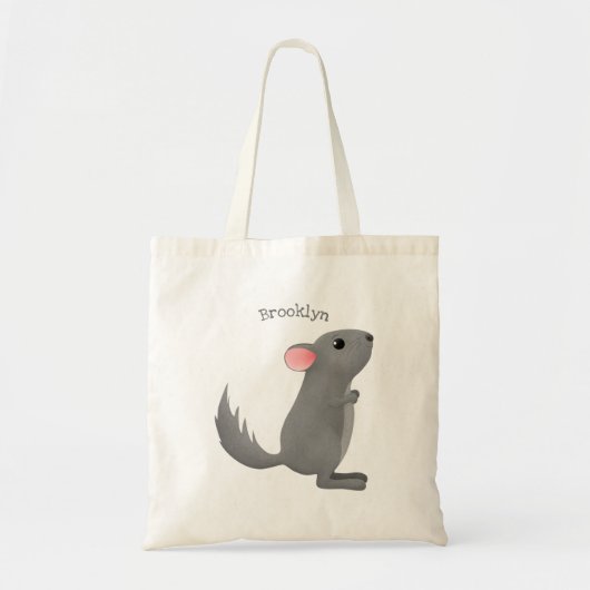 Tote Bag Illustration de chinchilla gris mignon (Devant)