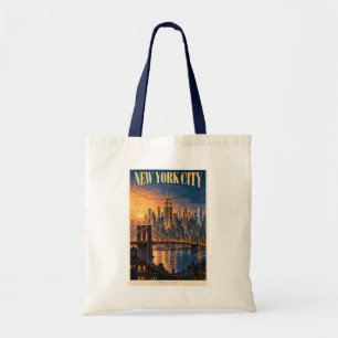 Tote Bag Illustration de coucher de soleil à New York Art d
