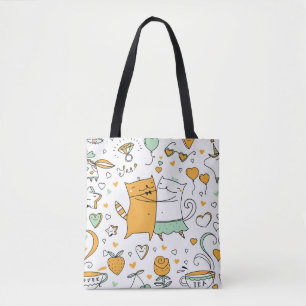 Tote Bag Illustration de couple de chats. dessin animé kitt