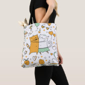 Tote Bag Illustration de couple de chats. dessin animé kitt (De près)