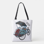 Tote Bag Illustration de cyclo-pousse (Dos)