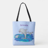 Tote Bag Illustration de dauphins heureux adorables (Dos)