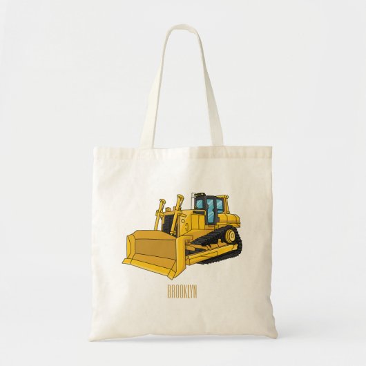 Tote Bag Illustration de dessin animé Bulldozer (Devant)
