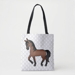 Tote Bag Illustration de dessin animé mignon de cheval bai