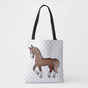 Tote Bag Illustration de dessin animé mignon de cheval trot