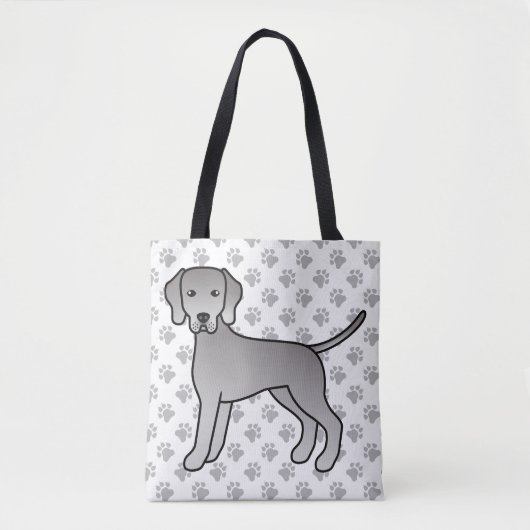 Tote Bag Illustration de dessin animé mignon de chien Weima (Devant)