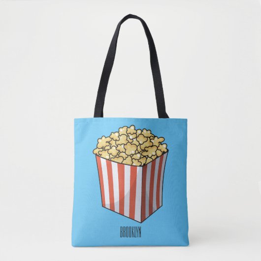 Tote Bag Illustration de dessin animé Popcorn (Devant)