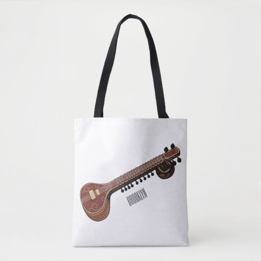 Tote Bag Illustration de dessin de Sitar (Devant)