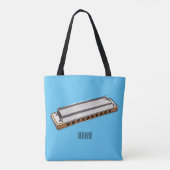 Tote Bag Illustration de dessin d'Harmonica (Dos)