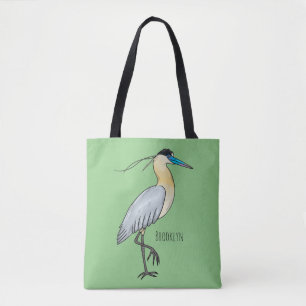 Tote Bag Illustration de dessin d'oiseau de héron plafonné