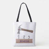 Tote Bag Illustration de dessin mignon, marteau et ongles (Dos)