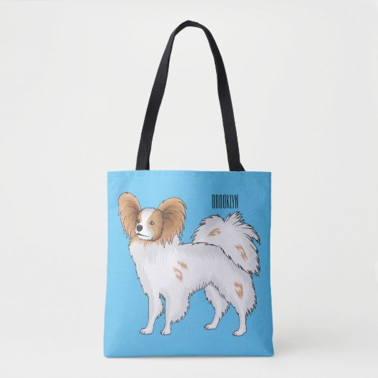 Tote Bag Illustration de dessin pour chien de Papillon (Devant)