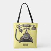 Tote Bag Illustration de dessin téléphonique (Dos)