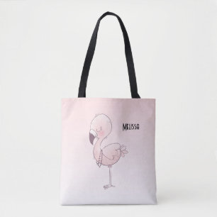 Tote Bag Illustration de Flamant rose rose mou