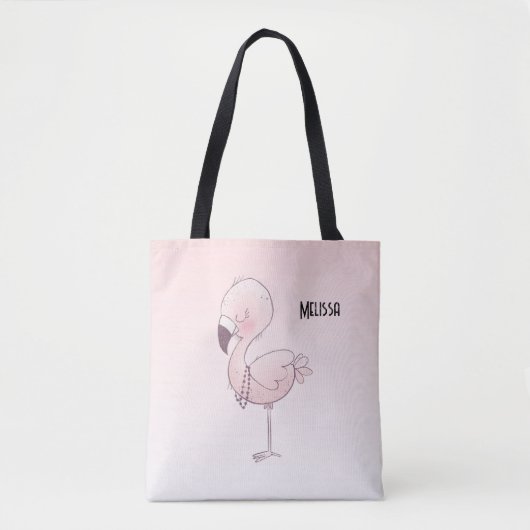 Tote Bag Illustration de Flamant rose rose mou (Devant)