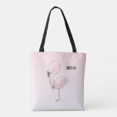 Tote Bag Illustration de Flamant rose rose mou (Dos)