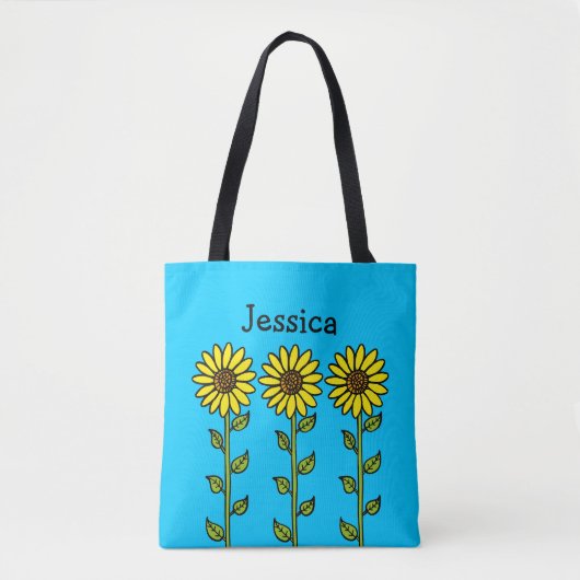 Tote Bag Illustration de fleurs de soleil mignonnes Nom per (Devant)