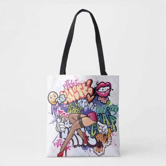 Tote Bag Illustration de graffiti avec lettres de graffitis (Devant)