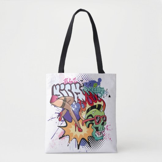 Tote Bag Illustration de graffiti avec lettres de graffitis (Devant)