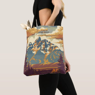 Tote Bag Illustration de Grand Teton Wyoming Vintage voyage