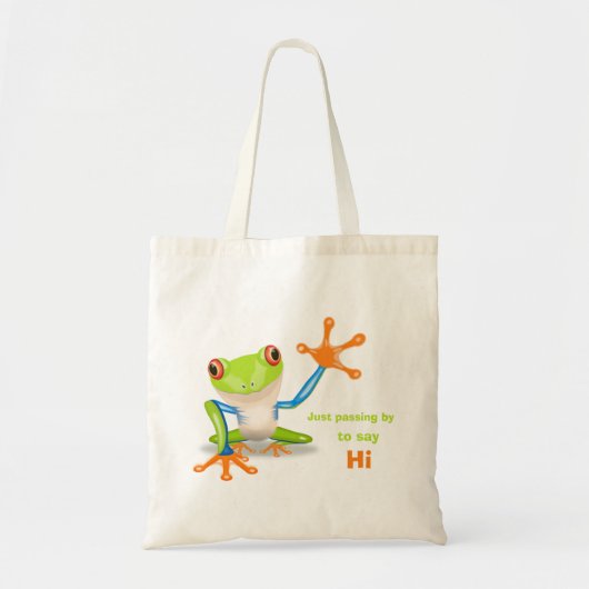 Tote Bag Illustration de grenouille à yeux rouges agitant (Devant)
