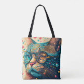Tote Bag Illustration de gros plan de chat Kitty (Dos)