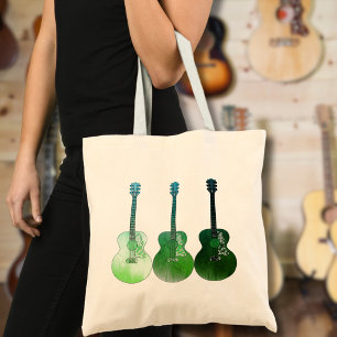 Tote Bag Illustration de guitares acoustiques vertes