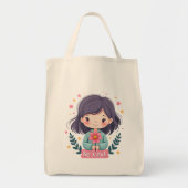 Tote Bag Illustration de Kawaii "Be Kind" - Art Intéressant (Devant)