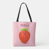 Tote Bag Illustration de la fraise Cute kawaii (Dos)