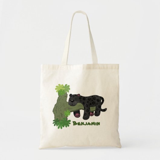 Tote Bag Illustration de la mignonne panthère noire jaguar (Devant)