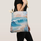 Tote Bag Illustration de la plage bleue (De près)