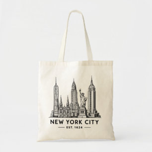 Tote Bag Illustration de la skyline de NYC avec la Statue d